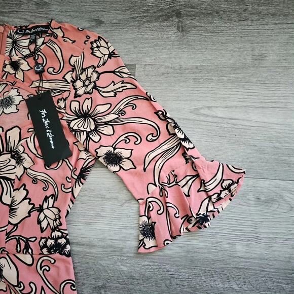 NWT For Love & Lemons Ayla Laced Up Dress in Pink Print - Picture 8 of 9